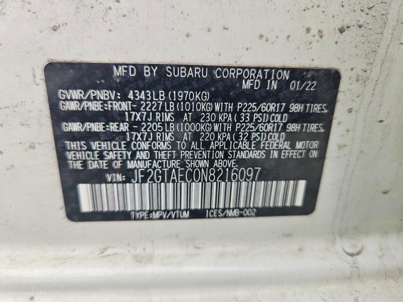 Продажа на аукционе авто 2022 Subaru Crosstrek, vin: JF2GTAEC0N8216097, номер лота: 48952416