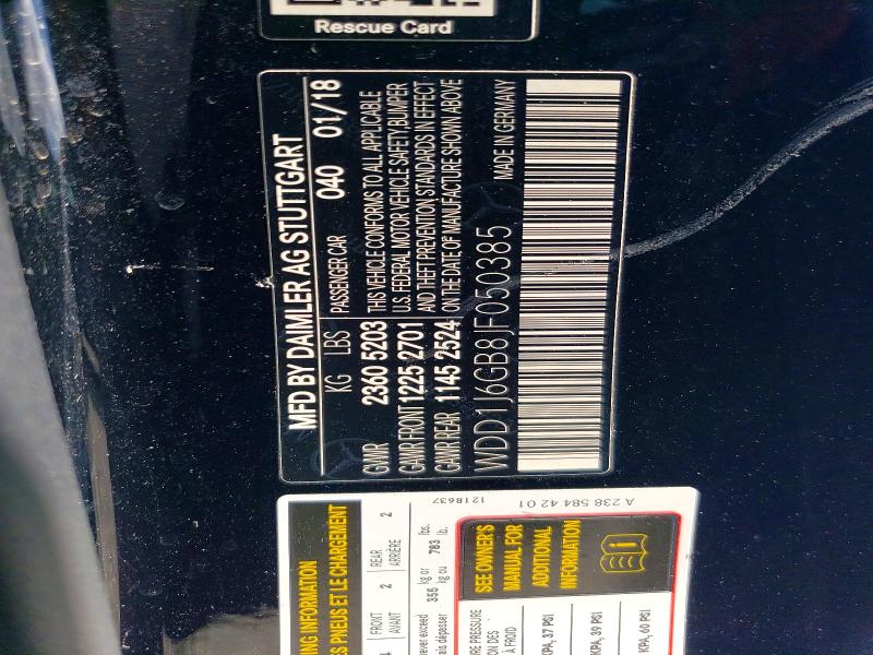 Продаж на аукціоні авто 2018 Mercedes-benz E, vin: WDD1J6GB8JF050385, номер лоту: 51400996