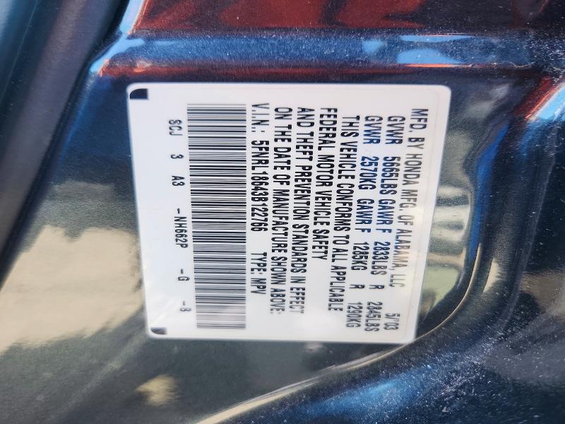 2003 Honda Odyssey მანქანა იყიდება აუქციონზე, vin: 5FNRL18643B122766, აუქციონის ნომერი: 49390146