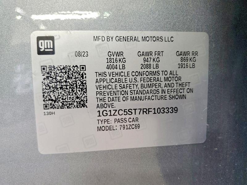 Aukcja sprzedaży 2024 Chevrolet Malibu, vin: 1G1ZC5ST7RF103339, numer aukcji: 51526086