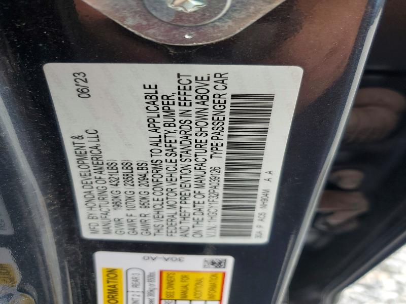 Aukcja sprzedaży 2023 Honda Accord, vin: 1HGCY1F32PA039126, numer aukcji: 50574256