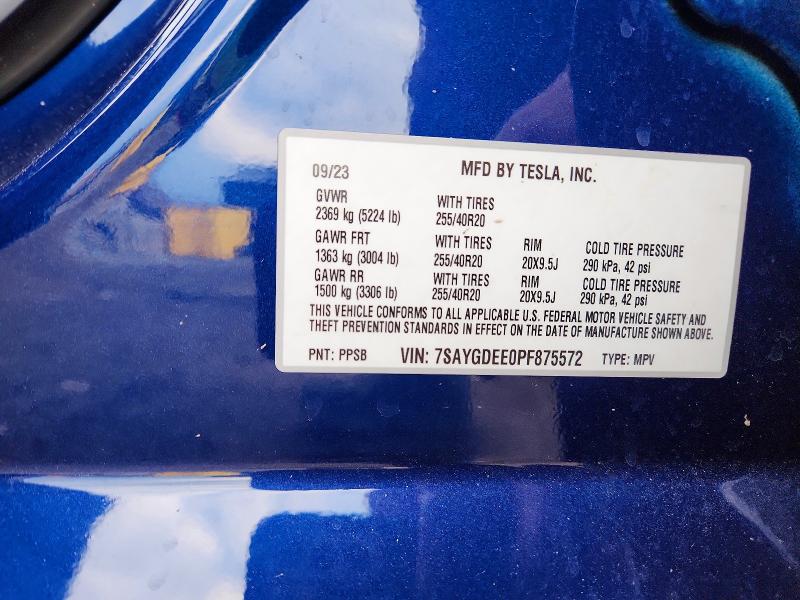 Продажа на аукционе авто 2023 Tesla Model Y, vin: 7SAYGDEE0PF875572, номер лота: 49110666