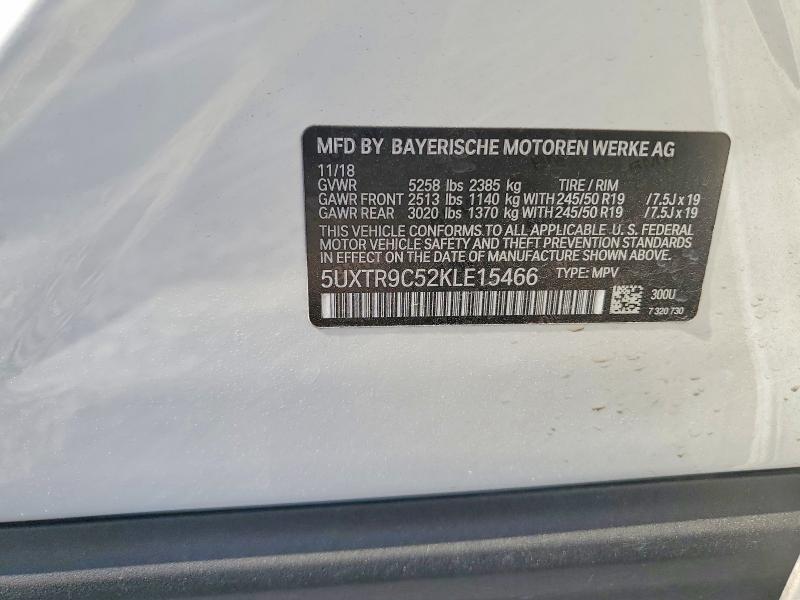 Aukcja sprzedaży 2019 Bmw X3, vin: 5UXTR9C52KLE15466, numer aukcji: 49422376