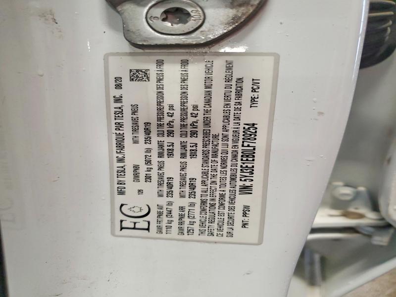 49322696 :رقم المزاد ، 5YJ3E1EB0LF789254 vin ، 2020 Tesla Model 3 مزاد بيع