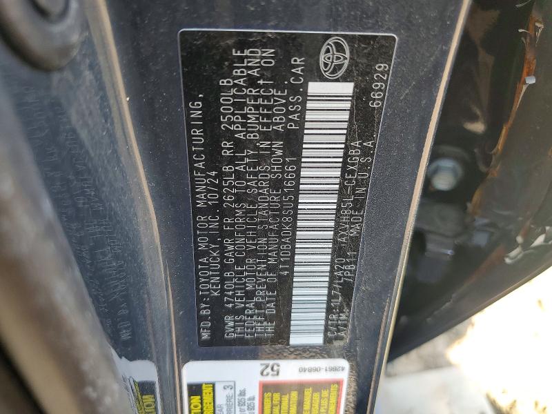 2025 Toyota Camry მანქანა იყიდება აუქციონზე, vin: 4T1DBADK8SU516661, აუქციონის ნომერი: 50722866