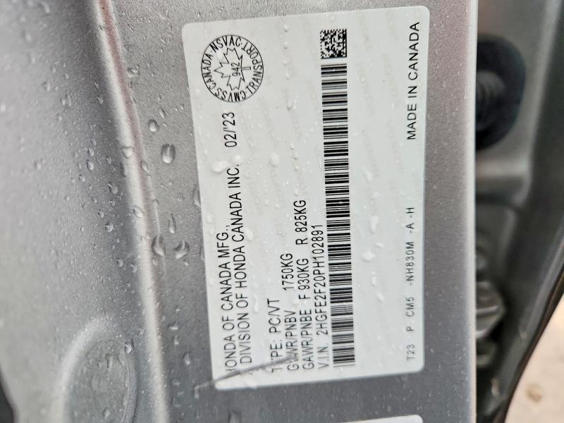 Aukcja sprzedaży 2023 Honda Civic, vin: 2HGFE2F20PH102891, numer aukcji: 48931336