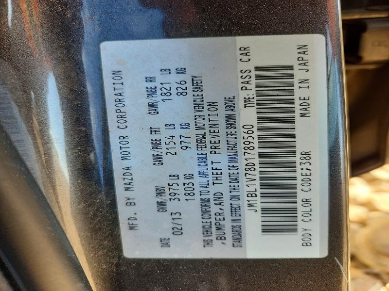Aukcja sprzedaży 2013 Mazda 3, vin: JM1BL1V78D1789560, numer aukcji: 48693846