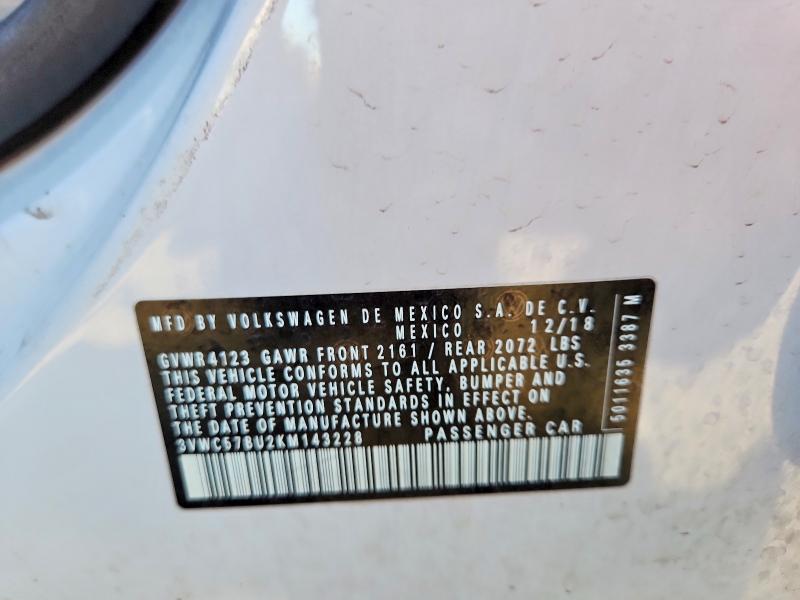 Aukcja sprzedaży 2019 Volkswagen Jetta, vin: 3VWC57BU2KM143228, numer aukcji: 48823856