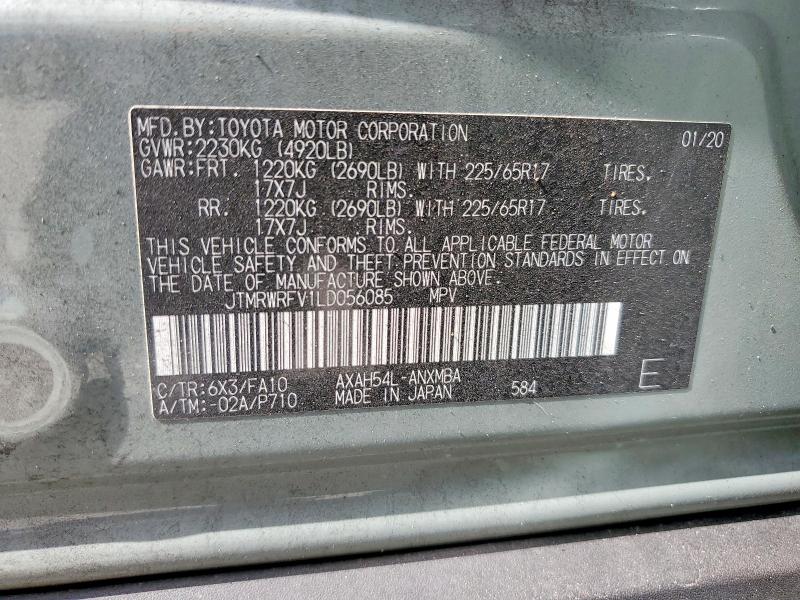 Продажа на аукционе авто 2020 Toyota Rav4 Hybrid, vin: JTMRWRFV1LD056085, номер лота: 50937596