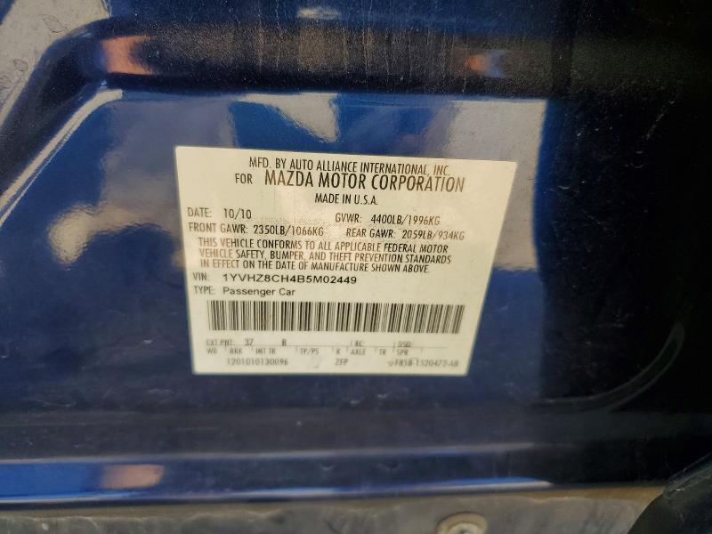 49819826 :رقم المزاد ، 1YVHZ8CH4B5M02449 vin ، 2011 Mazda 6 مزاد بيع