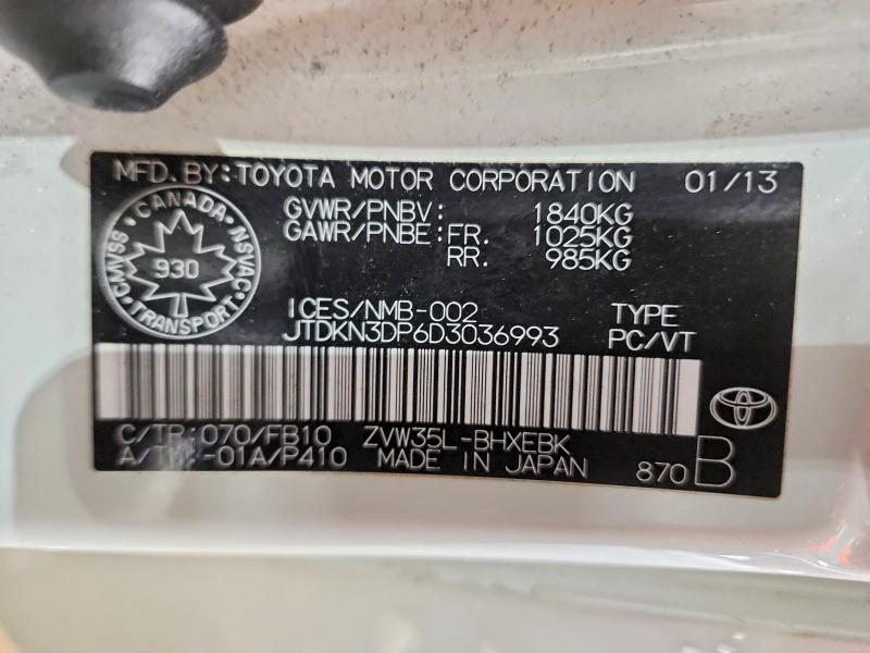 Aukcja sprzedaży 2013 Toyota Prius Plug-in Hybrid, vin: JTDKN3DP6D3036993, numer aukcji: 50410406