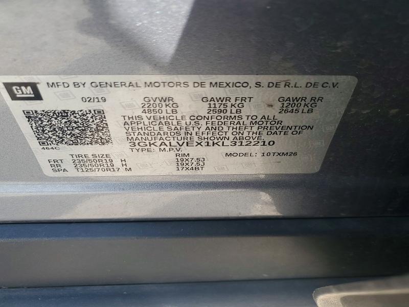 2019 Gmc Terrain მანქანა იყიდება აუქციონზე, vin: 3GKALVEX1KL312210, აუქციონის ნომერი: 50319336