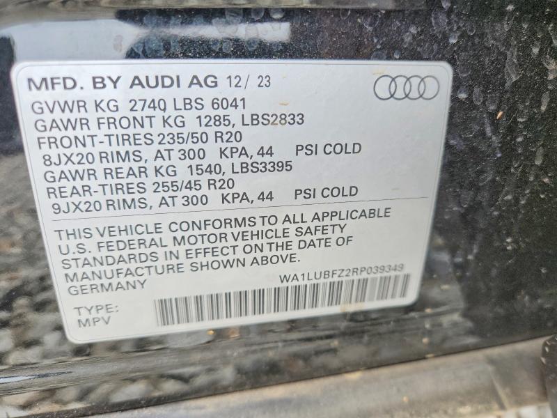 Продажа на аукционе авто 2024 Audi Q4 E-tron, vin: WA1LUBFZ2RP039349, номер лота: 49639836