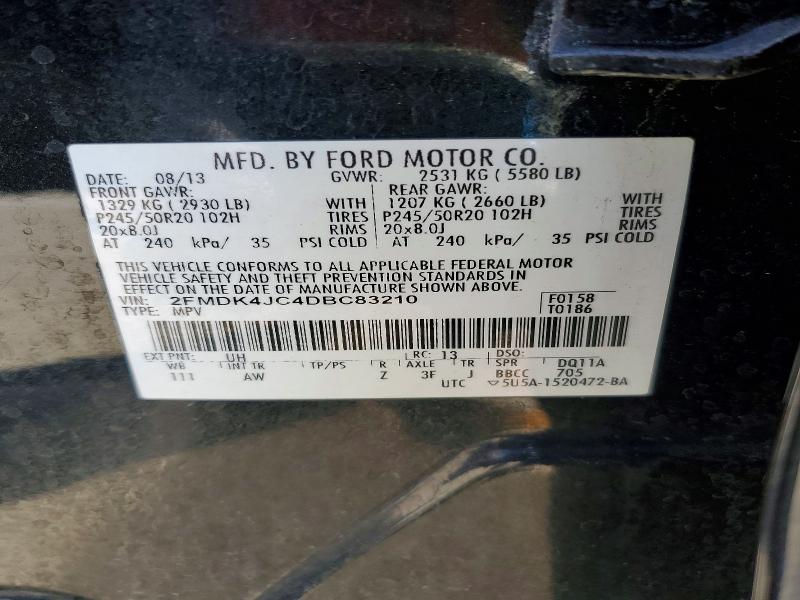 2013 Ford Edge მანქანა იყიდება აუქციონზე, vin: 2FMDK4JC4DBC83210, აუქციონის ნომერი: 50752666