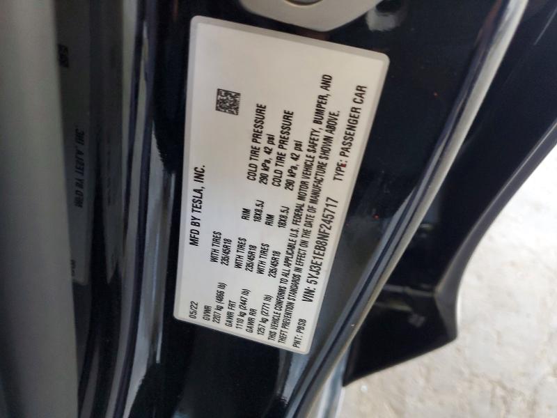 Продаж на аукціоні авто 2022 Tesla Model 3, vin: 5YJ3E1EB8NF245717, номер лоту: 50290336