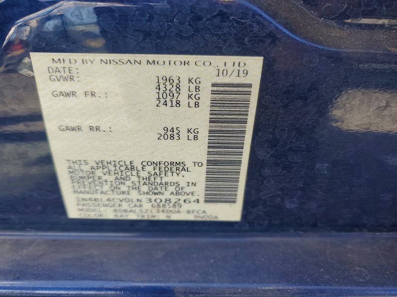 Продажа на аукционе авто 2020 Nissan Altima, vin: 1N4BL4CV0LN308264, номер лота: 51192346