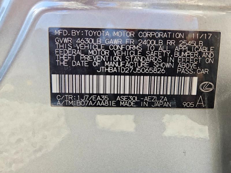 Продажа на аукционе авто 2018 Lexus Is, vin: JTHBA1D27J5065826, номер лота: 49815576