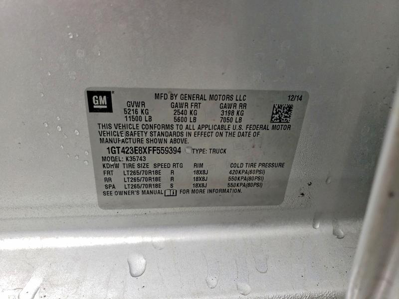 47978056 :رقم المزاد ، 1GT423E8XFF559394 vin ، 2015 Gmc Sierra مزاد بيع