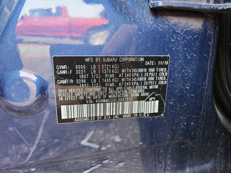 48478896 :رقم المزاد ، 4S4WMACD0L3437692 vin ، 2020 Subaru Ascent مزاد بيع