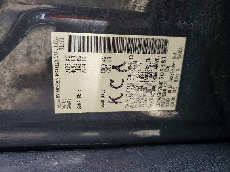 50404226 :رقم المزاد ، 1N4AA6FV6MC505381 vin ، 2021 Nissan Maxima مزاد بيع