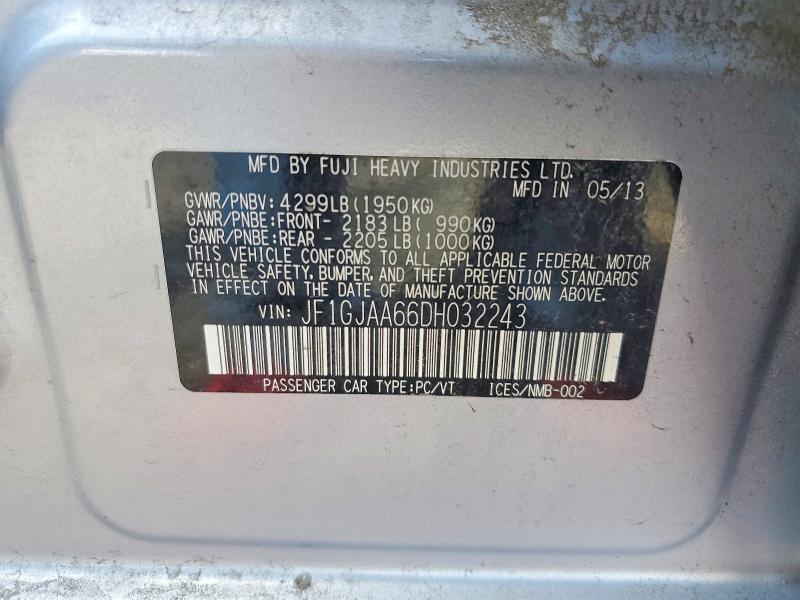 51513556 :رقم المزاد ، JF1GJAA66DH032243 vin ، 2013 Subaru Impreza مزاد بيع