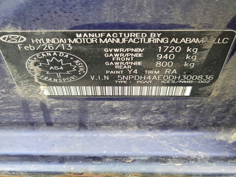Продажа на аукционе авто 2013 Hyundai Elantra, vin: 5NPDH4AE0DH300836, номер лота: 49765866