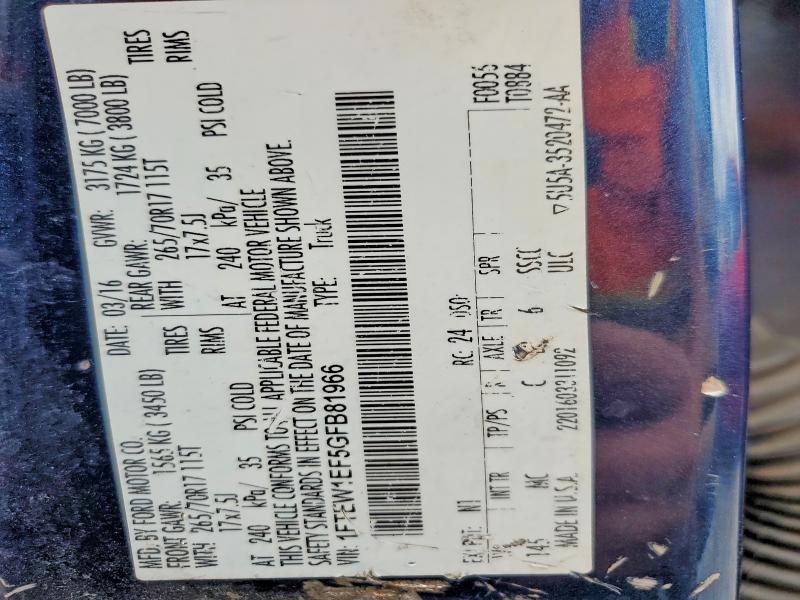 49107606 :رقم المزاد ، 1FTEW1EF5GFB81966 vin ، 2016 Ford F150 مزاد بيع