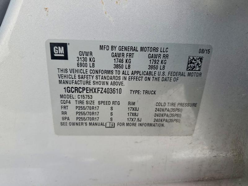 51315926 :رقم المزاد ، 1GCRCPEHXFZ403610 vin ، 2015 Chevrolet Silverado مزاد بيع