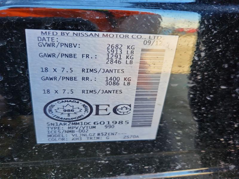 50294076 :رقم المزاد ، 5N1AR2MM1DC601985 vin ، 2013 Nissan Pathfinder مزاد بيع