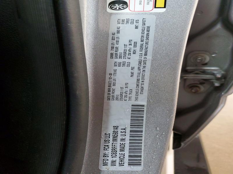 2021 Ram 1500 მანქანა იყიდება აუქციონზე, vin: 1C6SRFFT1MN598148, აუქციონის ნომერი: 48500966