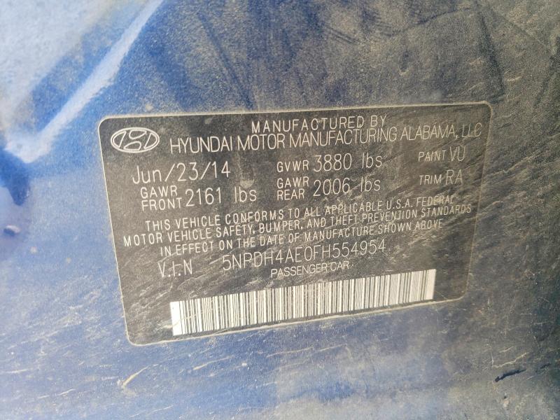 Aukcja sprzedaży 2015 Hyundai Elantra, vin: 5NPDH4AE0FH554954, numer aukcji: 48850876