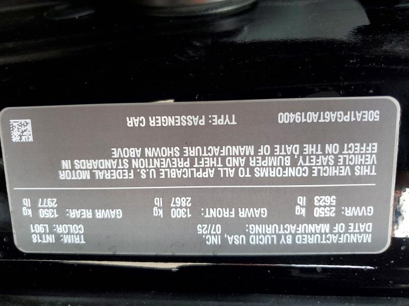 Продажа на аукционе авто 2026 Lucid Motors Air, vin: 50EA1PGA6TA019400, номер лота: 49373726