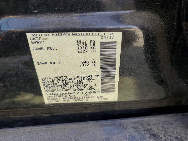 2017 Nissan Altima მანქანა იყიდება აუქციონზე, vin: 1N4AL3AP8HC237697, აუქციონის ნომერი: 49244366