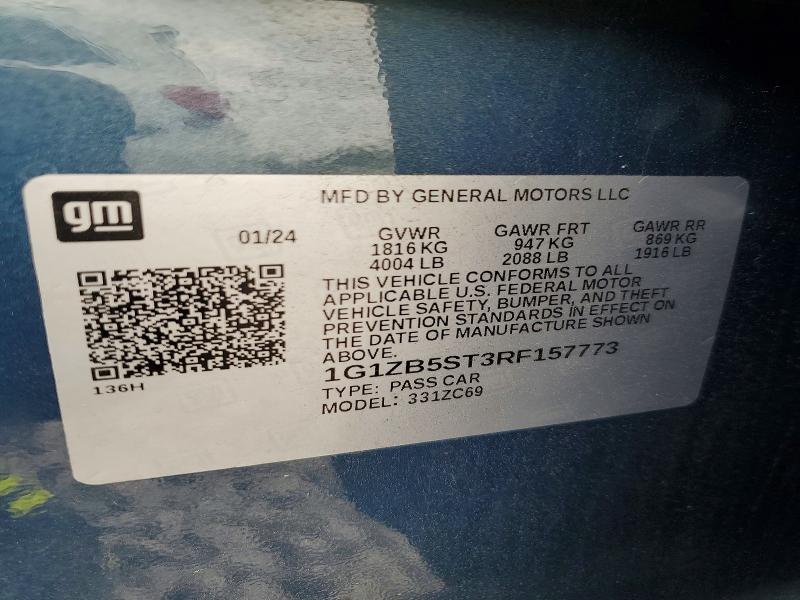 48105986 :رقم المزاد ، 1G1ZB5ST3RF157773 vin ، 2024 Chevrolet Malibu مزاد بيع