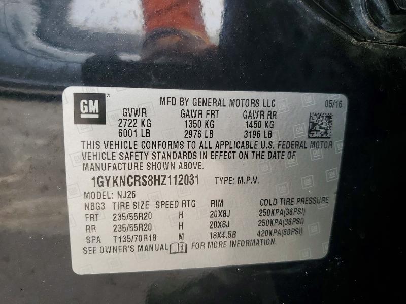 2017 Cadillac Xt5 მანქანა იყიდება აუქციონზე, vin: 1GYKNCRS8HZ112031, აუქციონის ნომერი: 50098926
