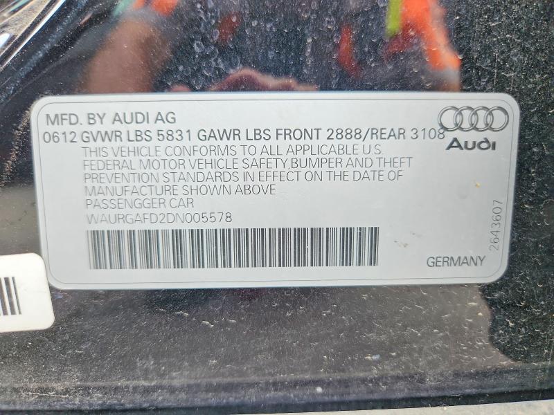 2013 Audi A8 მანქანა იყიდება აუქციონზე, vin: WAURGAFD2DN005578, აუქციონის ნომერი: 51448106