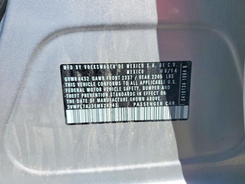 Продажа на аукционе авто 2014 Volkswagen Jetta, vin: 3VWPL7AJ3EM626343, номер лота: 50281916