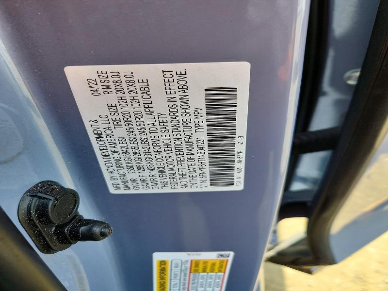 50580706 :رقم المزاد ، 5FNYF6H71NB047231 vin ، 2022 Honda Pilot مزاد بيع