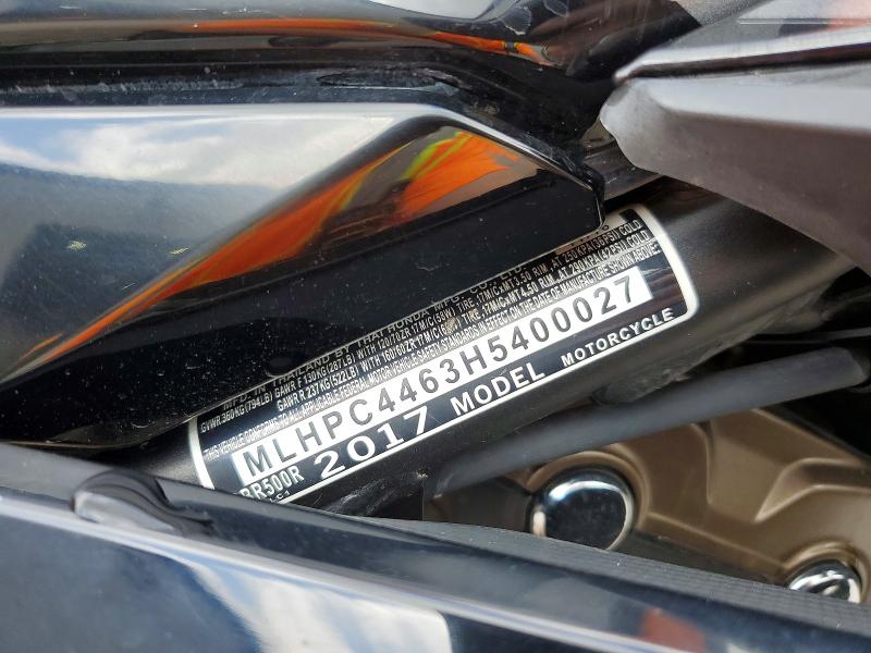 Продаж на аукціоні авто 2017 Honda Cbr500, vin: MLHPC4463H5400027, номер лоту: 50247156