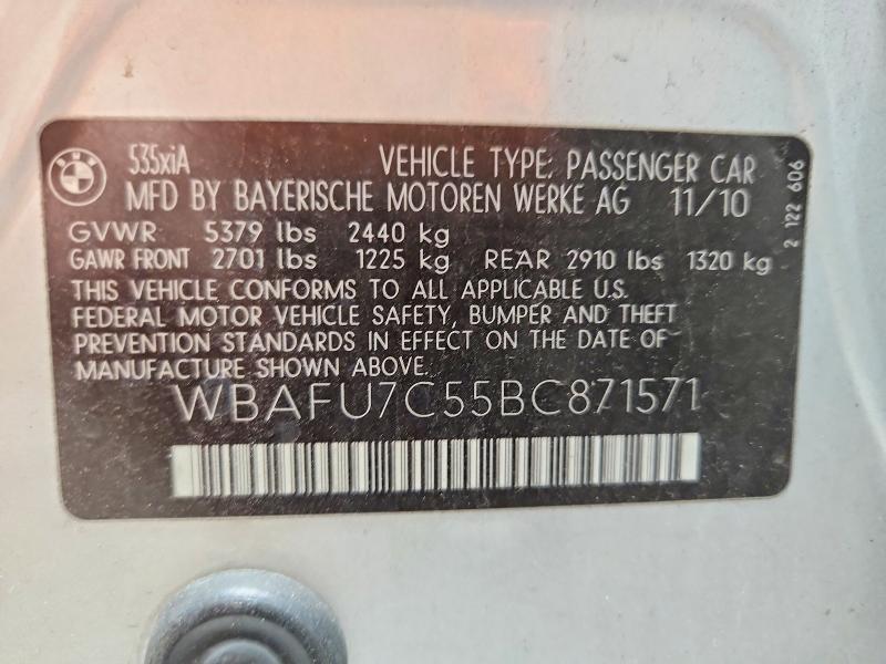 Aukcja sprzedaży 2011 Bmw 535, vin: WBAFU7C55BC871571, numer aukcji: 51755306