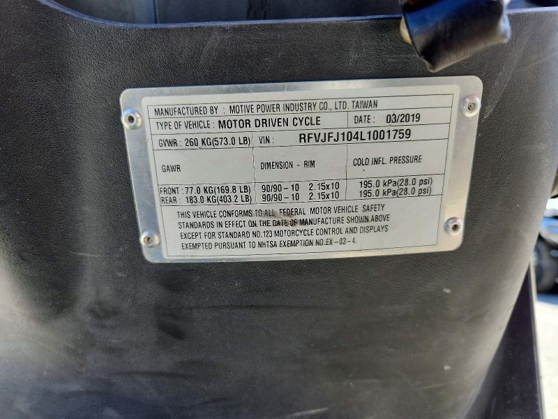 2020 Genuine Scooter Co. Buddy მანქანა იყიდება აუქციონზე, vin: RFVJFJ104L1001759, აუქციონის ნომერი: 50528486