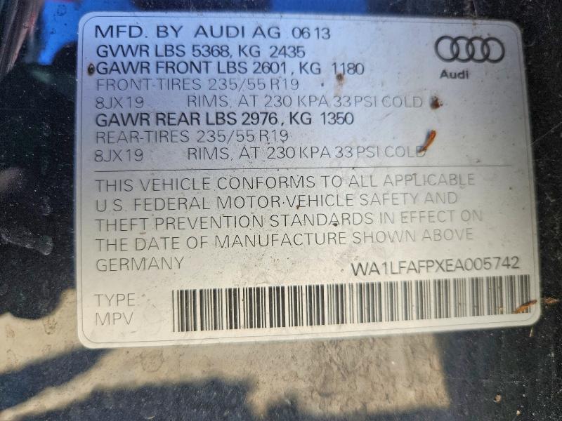 76876635 :رقم المزاد ، WA1LFAFPXEA005742 vin ، 2014 Audi Q5 مزاد بيع