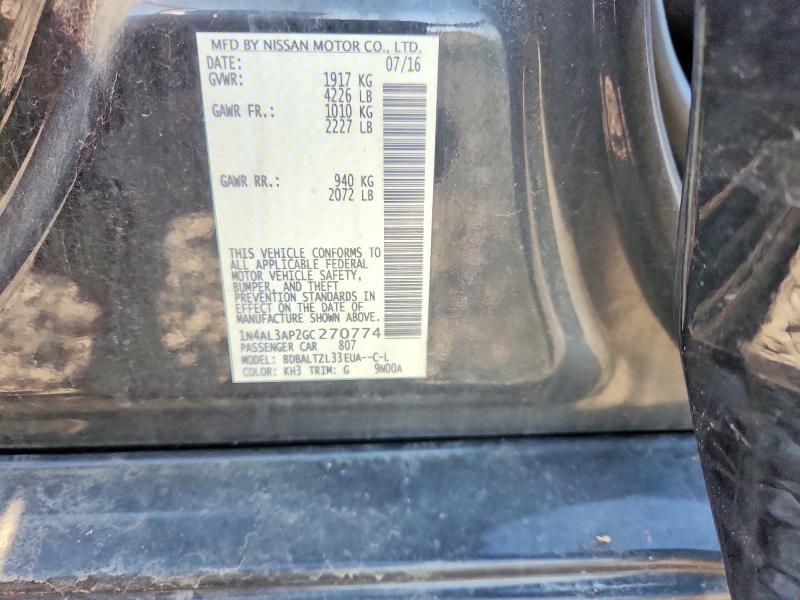 50955046 :رقم المزاد ، 1N4AL3AP2GC270774 vin ، 2016 Nissan Altima مزاد بيع