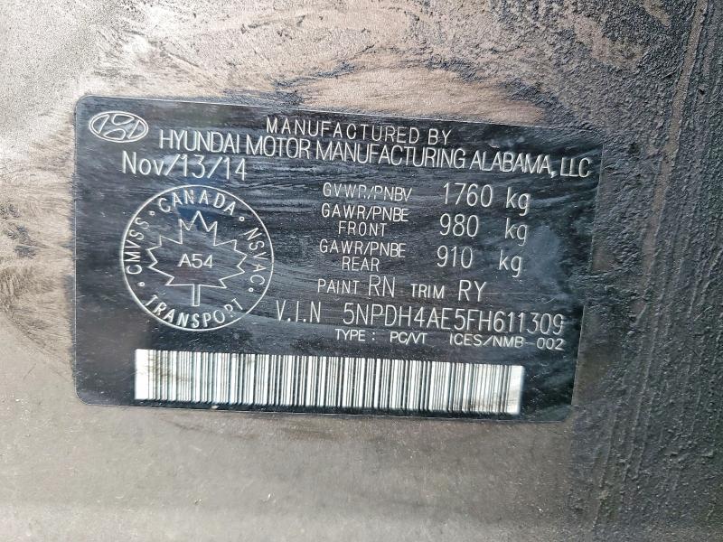Продаж на аукціоні авто 2015 Hyundai Elantra, vin: 5NPDH4AE5FH611309, номер лоту: 48352586