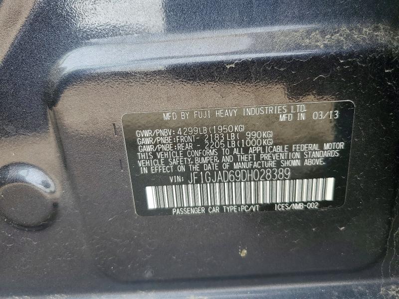 2013 Subaru Impreza მანქანა იყიდება აუქციონზე, vin: JF1GJAD69DH028389, აუქციონის ნომერი: 50353476