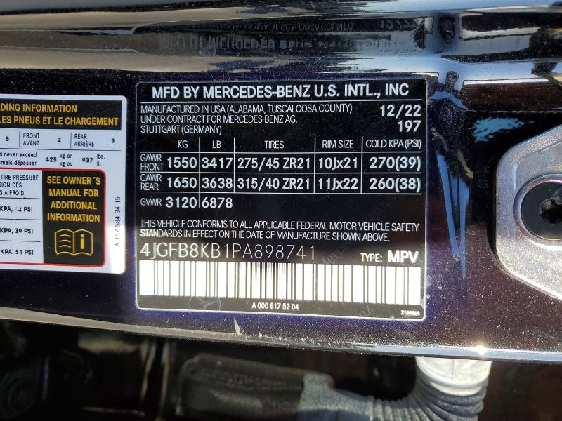 Продажа на аукционе авто 2023 Mercedes-benz Gle, vin: 4JGFB8KB1PA898741, номер лота: 50353936