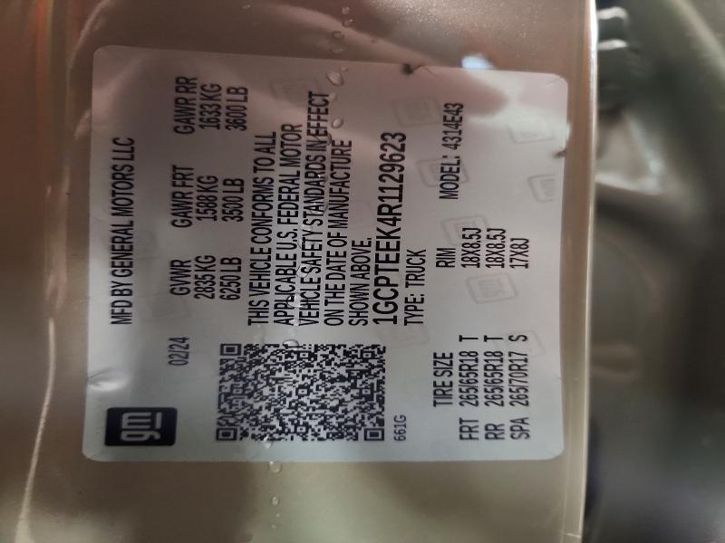 Aukcja sprzedaży 2024 Chevrolet Colorado, vin: 1GCPTEEK4R1129623, numer aukcji: 51814646