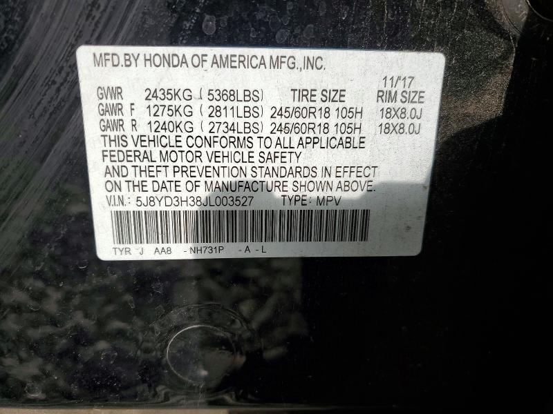 Продажа на аукционе авто 2018 Acura Mdx, vin: 5J8YD3H38JL003527, номер лота: 48994486