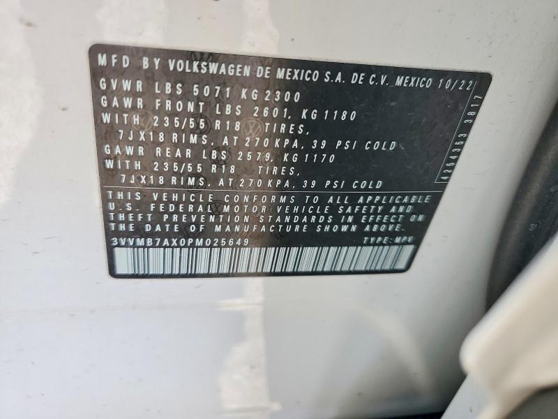 51101576 :رقم المزاد ، 3VVMB7AX0PM025649 vin ، 2023 Volkswagen Tiguan مزاد بيع