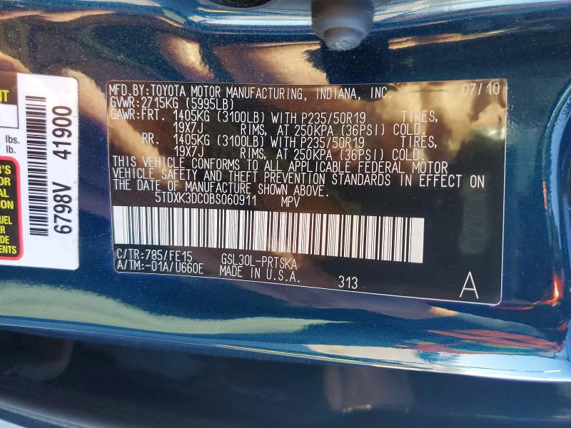 Aukcja sprzedaży 2011 Toyota Sienna, vin: 5TDXK3DC0BS060911, numer aukcji: 46858366